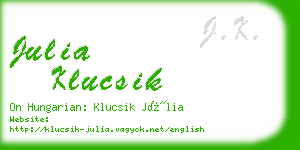 julia klucsik business card